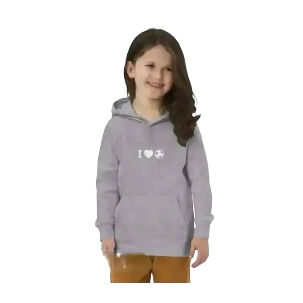Grauer unisex Kinder Hoodie aus Baumwolle mit Fußball Grafik für Mädchen, 4-12 Jahre, bequemer Kapuzenpullover von BUYATHOME24