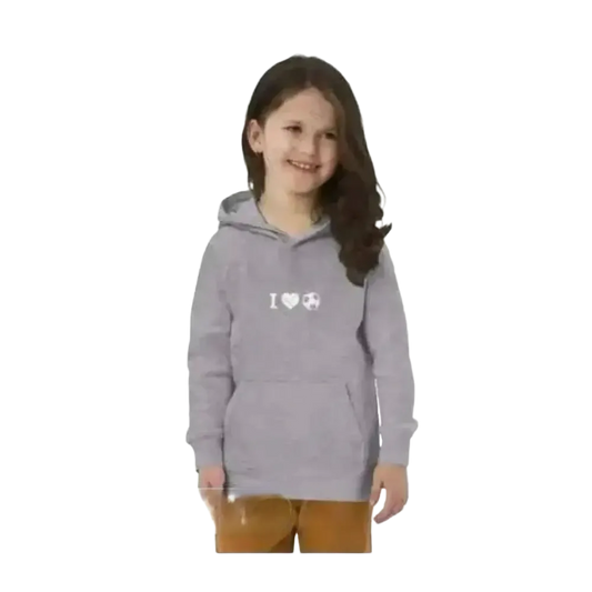 Grauer unisex Kinder Hoodie aus Baumwolle mit Fußball Grafik für Mädchen, 4-12 Jahre, bequemer Kapuzenpullover von BUYATHOME24