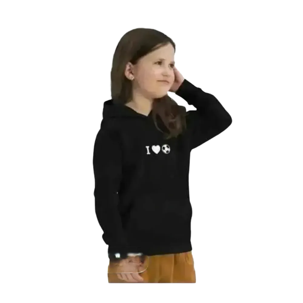 Kinder Hoodie aus Baumwolle mit Fußball-Grafik, Unisex Kapuzenpullover für Mädchen und Jungen, 4-12 Jahre
