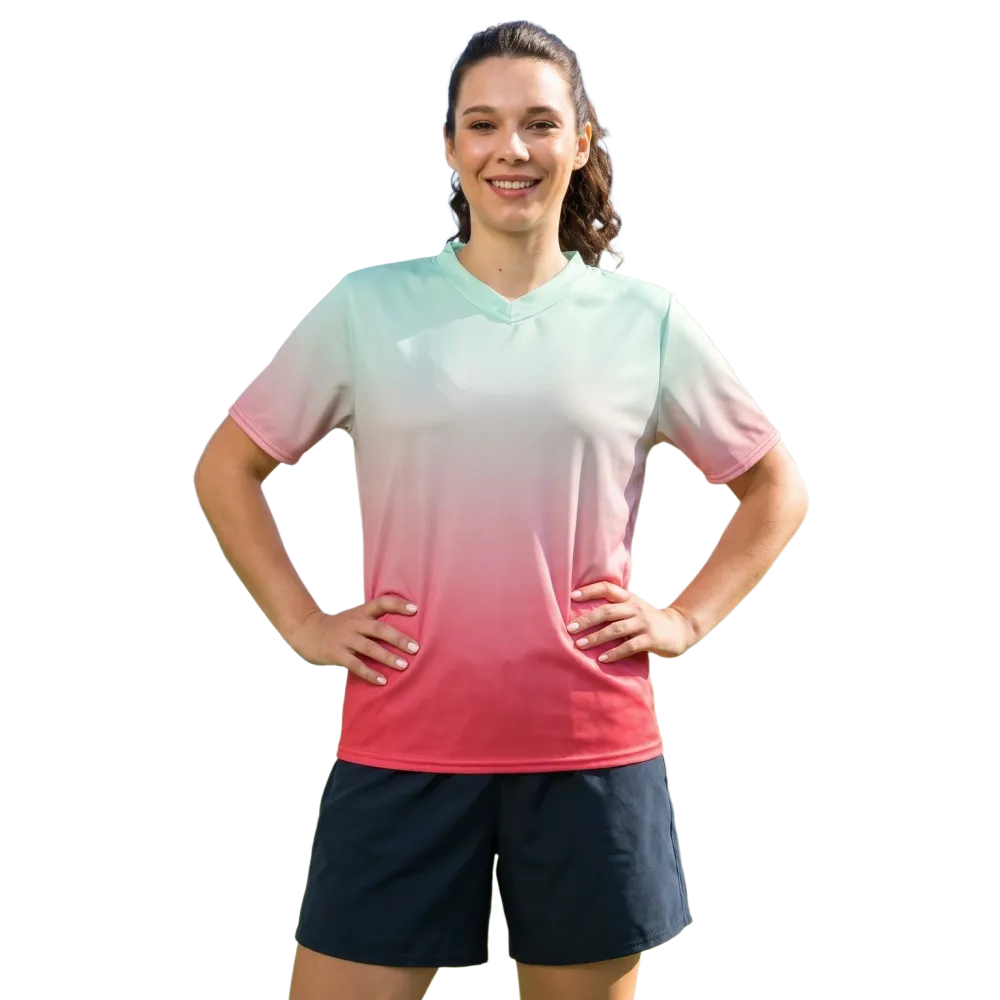 Unisex Fußball T-Shirt von BUYATHOME24, schnelltrocknendes Polyester, V-Ausschnitt, in 2XS-6XL, sportlich und bequem.