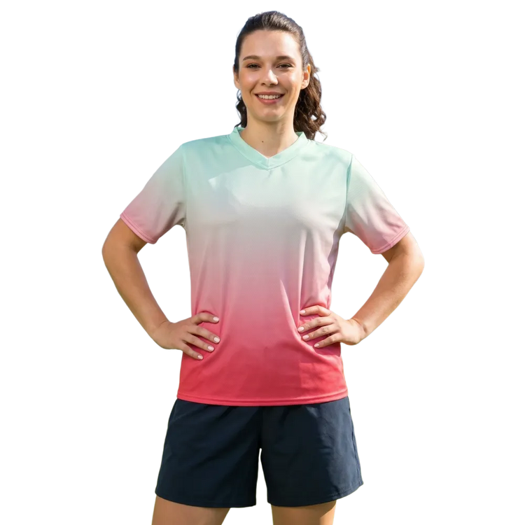 Unisex Fußball T-Shirt von BUYATHOME24, schnelltrocknendes Polyester, V-Ausschnitt, in 2XS-6XL, sportlich und bequem.