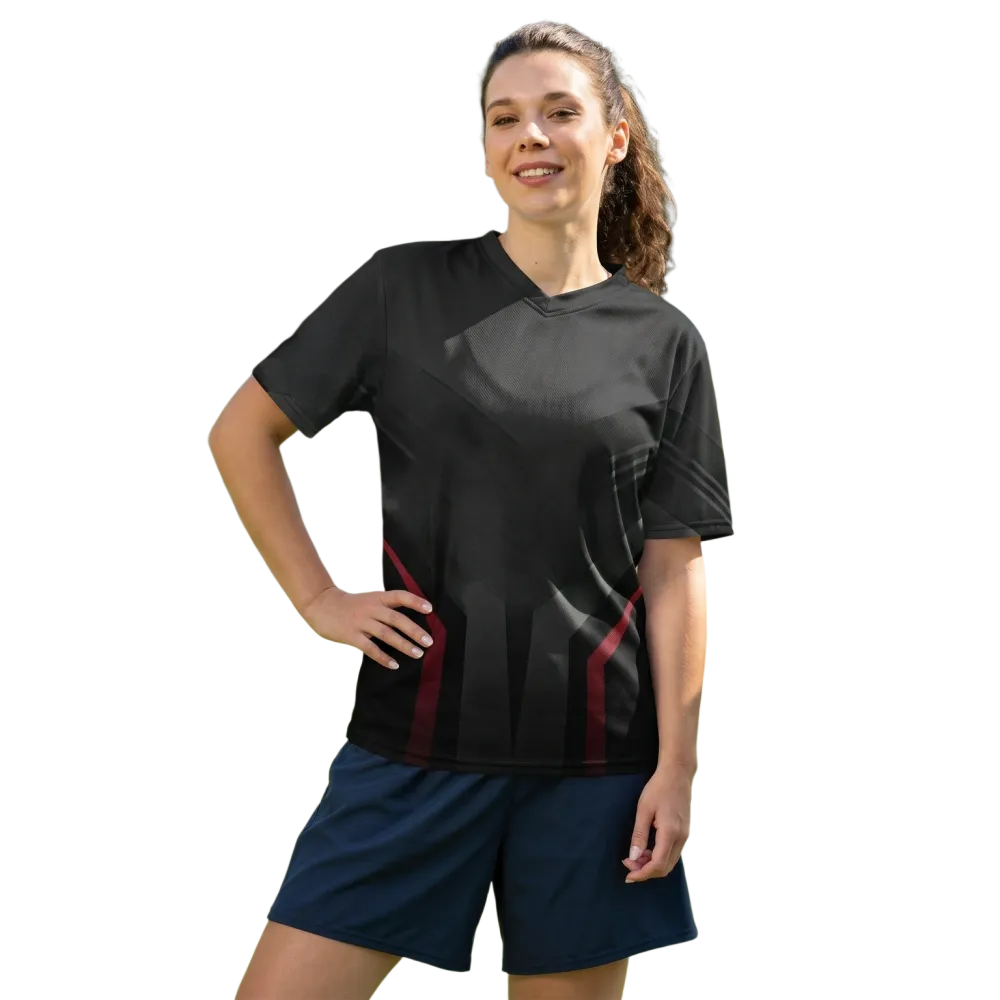 Unisex Fußball T-Shirt mit V-Ausschnitt, schnelltrocknend, bedruckbar, in 2XS-6XL, von BUYATHOME24, zeigt sportliches Shirt
