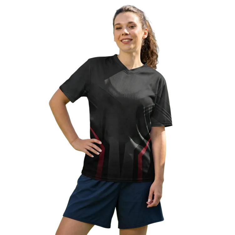 Unisex Fußball T-Shirt mit V-Ausschnitt, schnelltrocknend, bedruckbar, in 2XS-6XL, von BUYATHOME24, zeigt sportliches Shirt