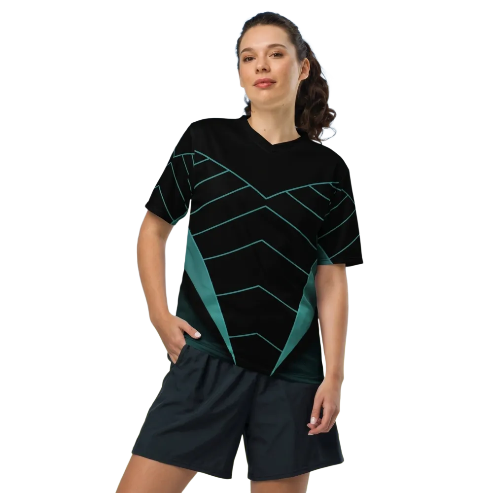 Unisex Fußball T-Shirt mit V-Ausschnitt, schnelltrocknend, bedruckbar, in 2XS-6XL, schwarzes Shirt von BUYATHOME24