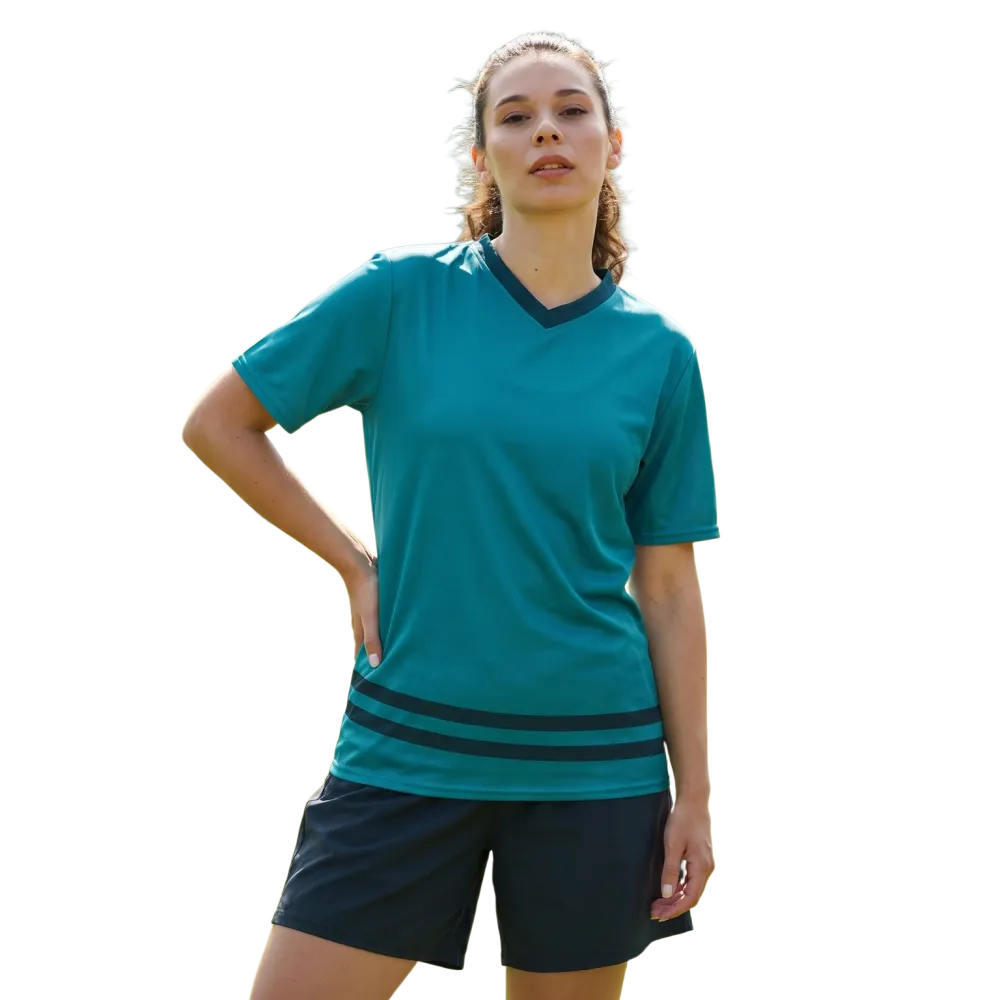 Unisex Fußball T-Shirt mit V-Ausschnitt, schnelltrocknend, personalisierbar, in verschiedenen Größen, von BUYATHOME24