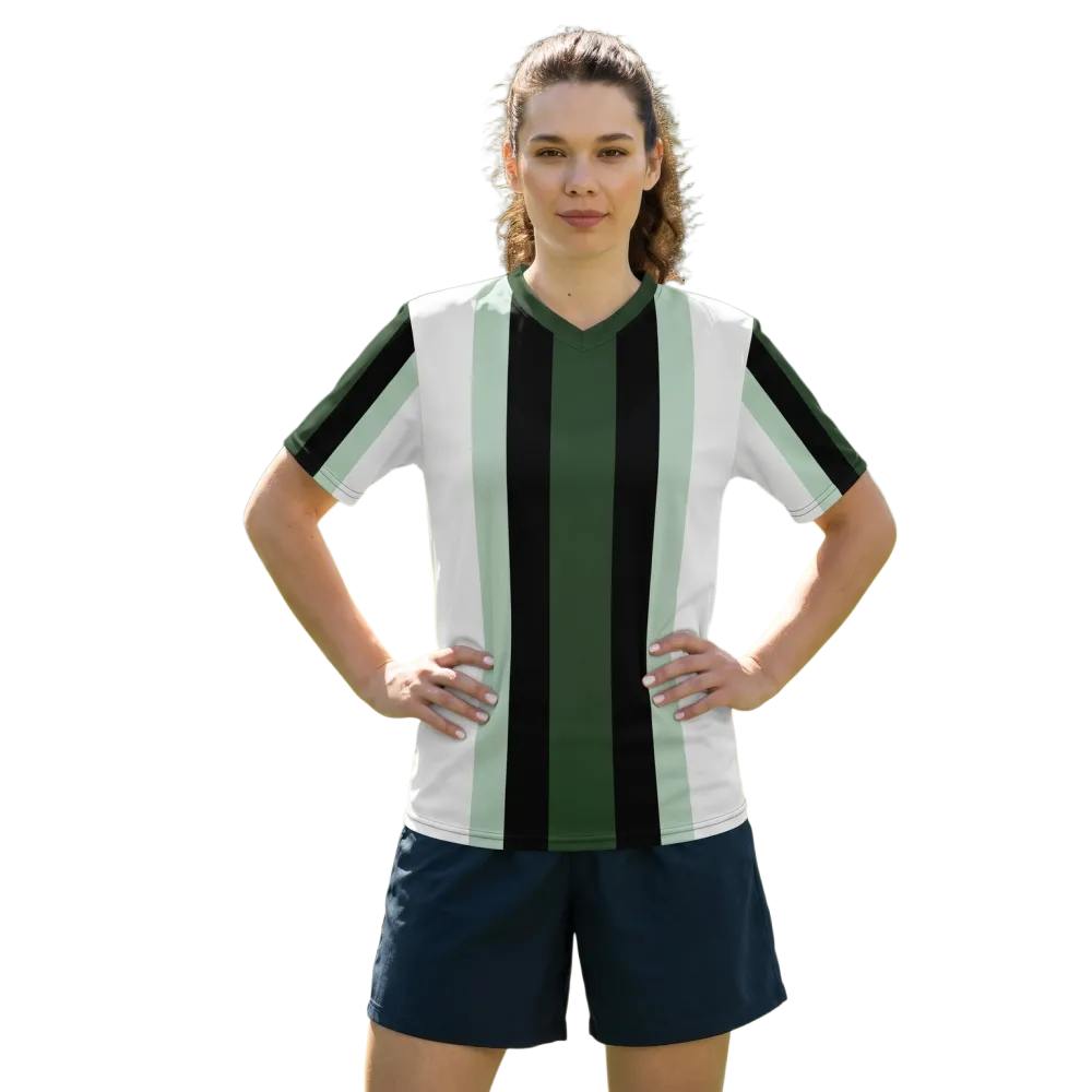 Unisex Fußball T-Shirt von BUYATHOME24 mit V-Ausschnitt, schnelltrocknend, in den Größen 2XS bis 6XL, sportliches Design.