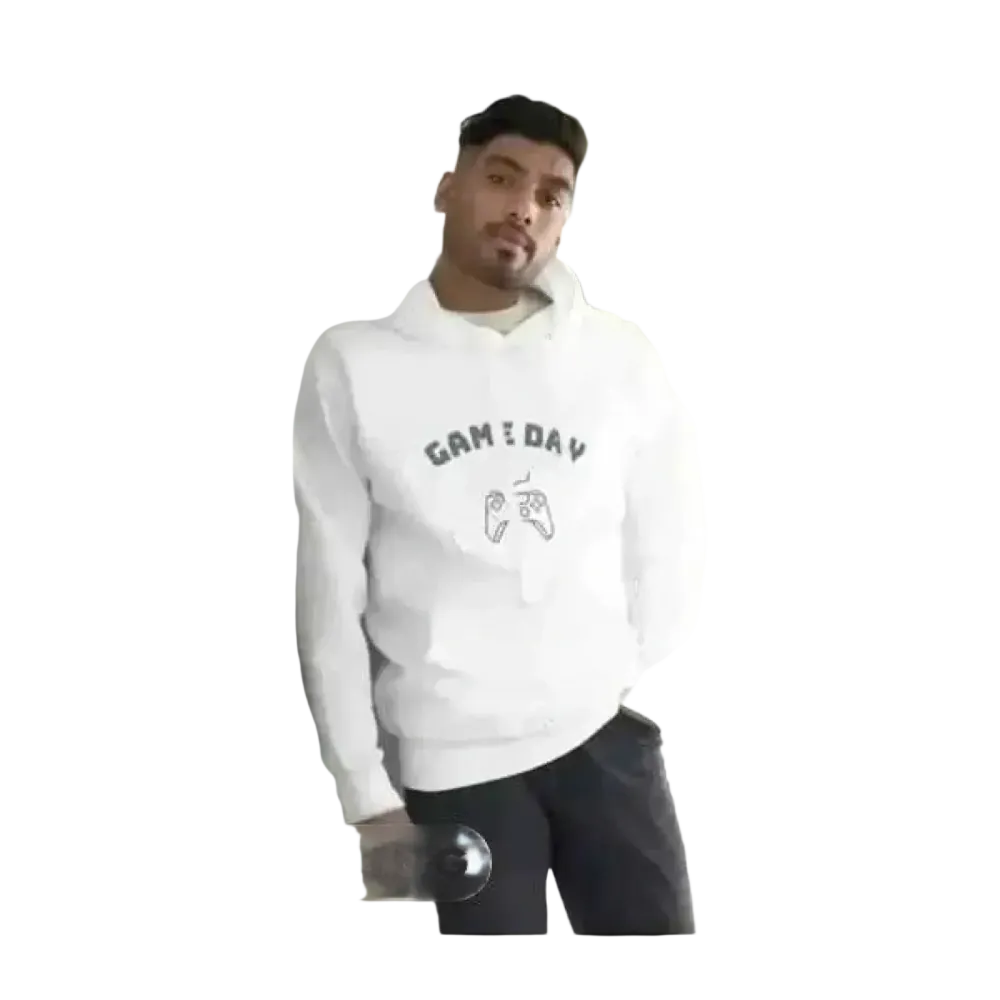 Grafik-Gaming-Hoodie aus Baumwolle für Herren und Damen, bequem und stilvoll in Weiß, personalisierbar, unisex, Größen S-3XL