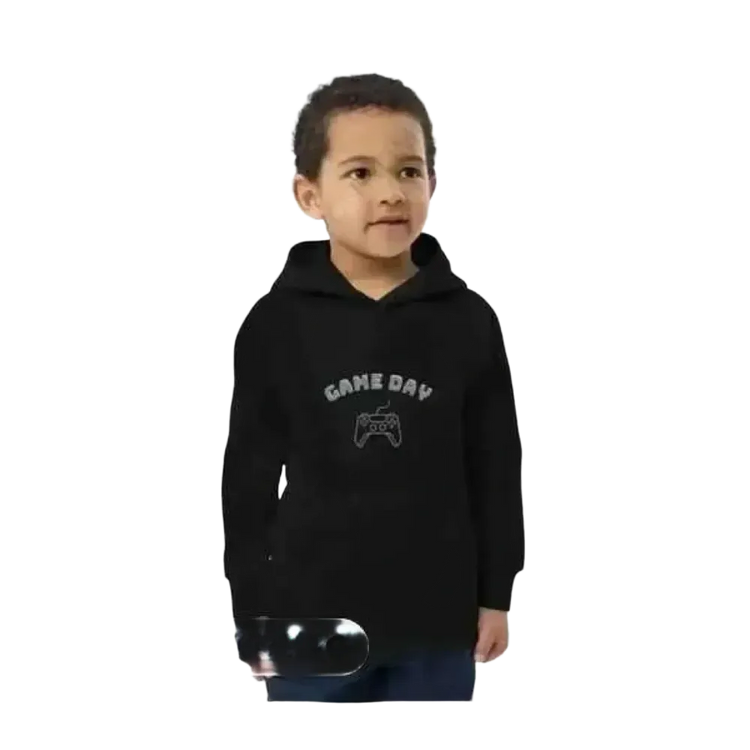 Grauer unisex Kinder-Grafik-Hoodie aus Baumwolle für Jungen, 4-12 Jahre, bequem und geeignet für Gaming und Alltag.