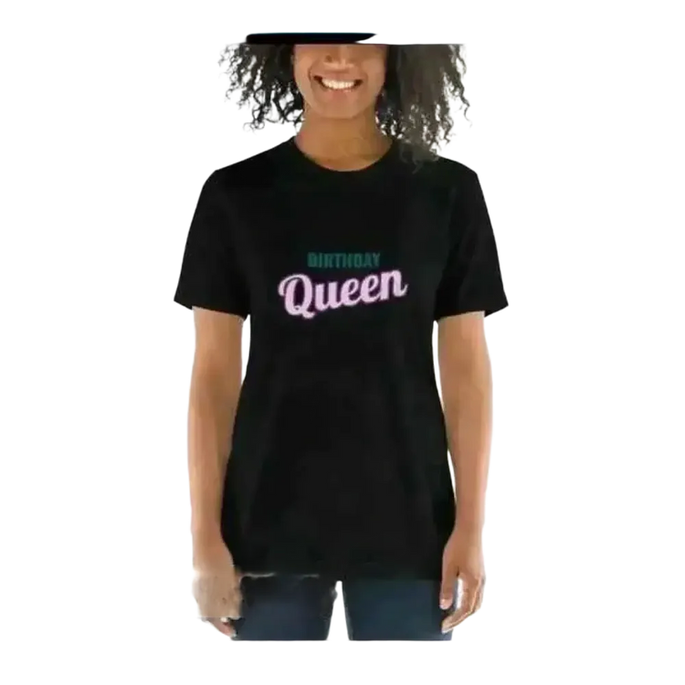 Schwarzes Damen-Grafik-T-Shirt mit Rundhalsausschnitt, Kurzarm, in verschiedenen Größen von BUYATHOME24.