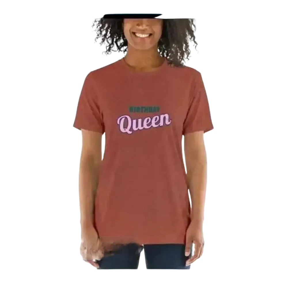 Grafik Damen T-Shirt in verschiedenen Größen, kurzärmelig, mit buntem Geburtstag-Design, von BUYATHOME24, Ton Triblend