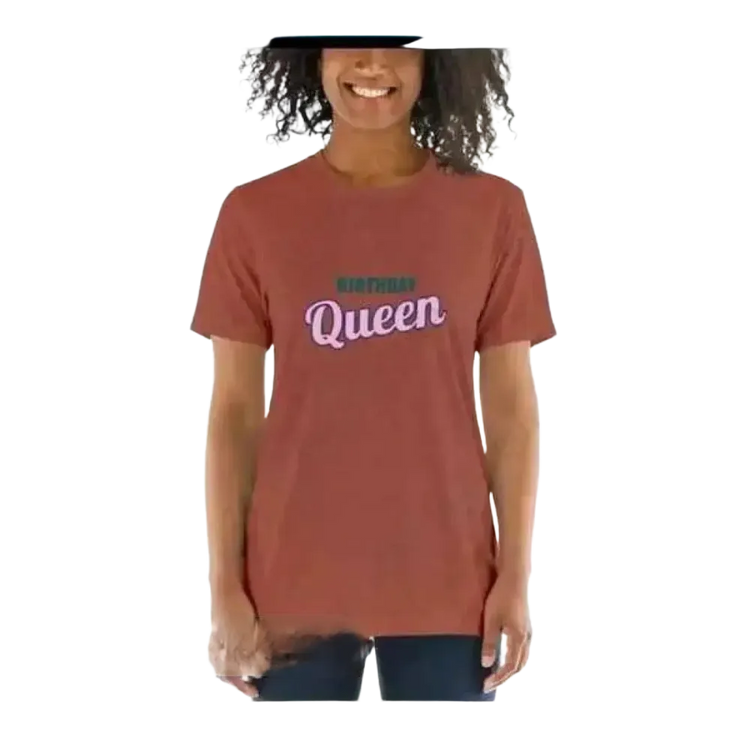 Grafik Damen T-Shirt in verschiedenen Größen, kurzärmelig, mit buntem Geburtstag-Design, von BUYATHOME24, Ton Triblend