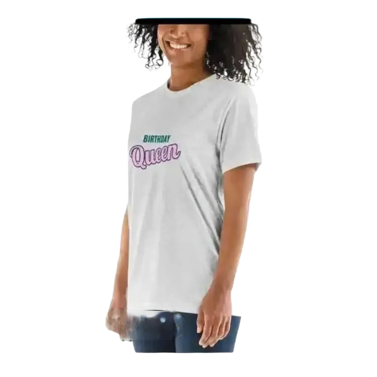 Grafik Damen T-Shirt mit Rundhalsausschnitt in verschiedenen Größen, kurzärmelig, von BUYATHOME24 für Geburtstag.