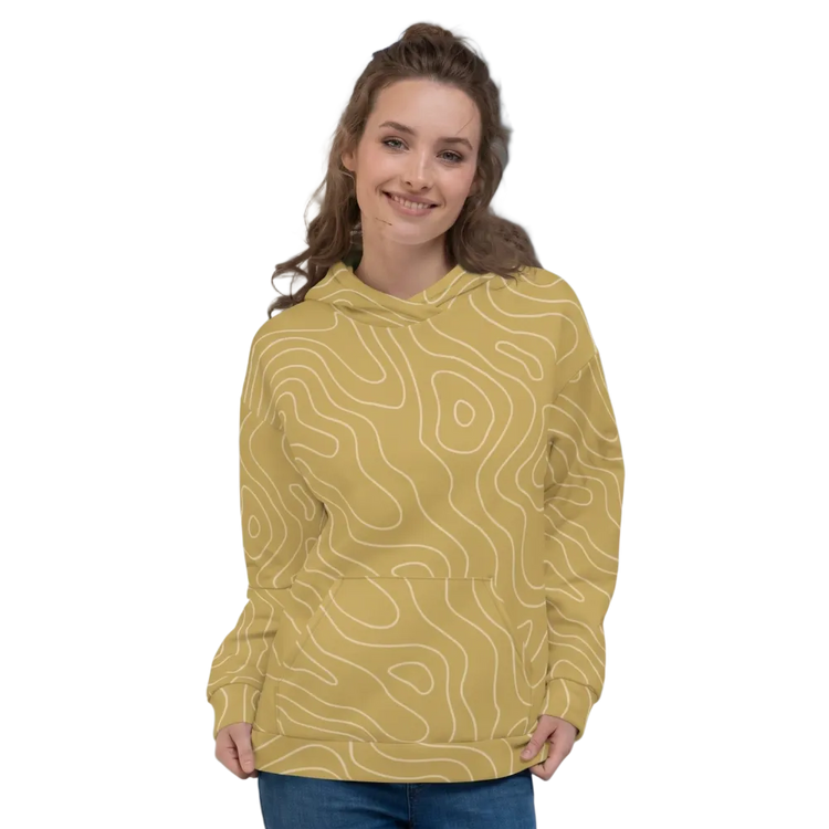 Geometrischer Damen-Hoodie mit Allover-Print in XS bis 3XL, bequemer Unisex Kapuzenpullover von BUYATHOME24, blickdichtes Design