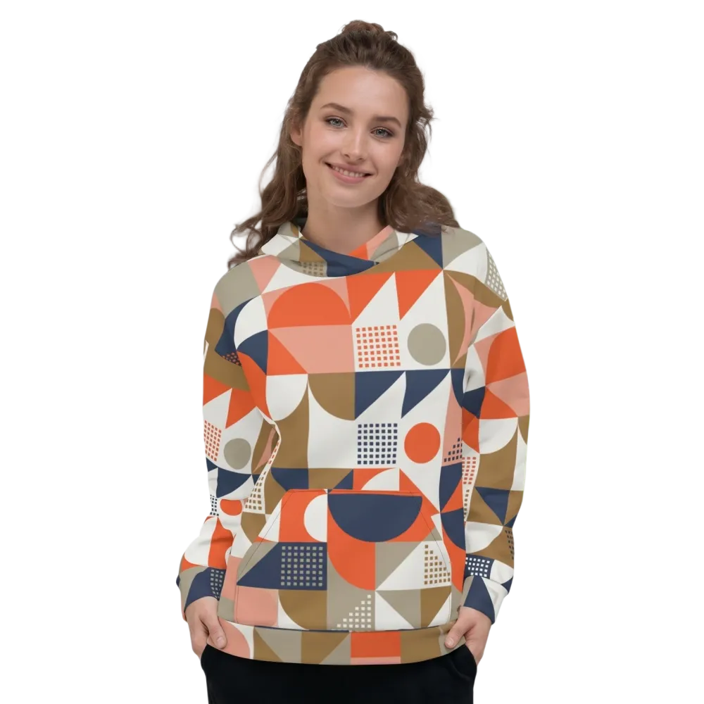 Geometrischer Muster Damen Hoodie mit Allover-Print, Unisex Kapuzenpullover in XS bis 3XL, BUYATHOME24 Design