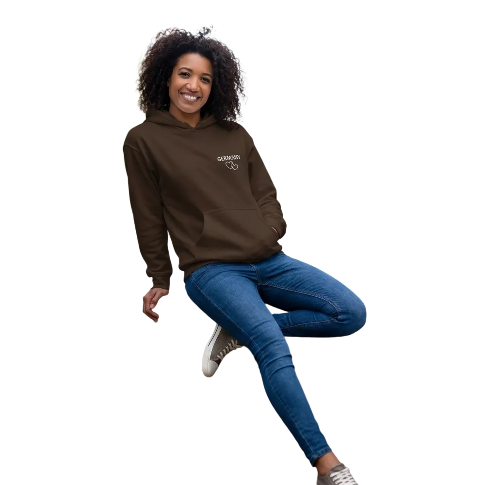 Unisex Hoodie mit Deutschland Grafik, bestickt, Baumwolle, Kapuzenpullover, in S-5XL, von BUYATHOME24