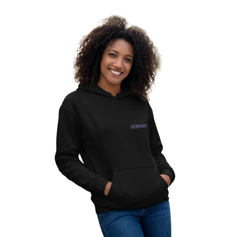 Grafik Unisex Kapuzenpullover aus Baumwolle in S-5XL mit Deutschland-Design, bequeme Hoodie von BUYATHOME24, vorne sichtbar