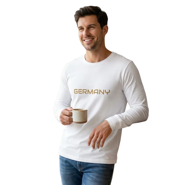 Unisex Baumwoll-Sweatshirt mit Langarm, in XS bis 2XL, weißes T-Shirt von BUYATHOME24, weiches Material und bequeme Passform