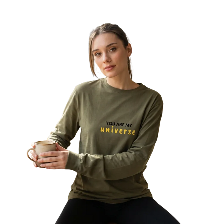Grafik Damen Rundhalsshirt aus Baumwolle, langärmeliges Sweatshirt in XS-2XL, bequem und casual, schwarzes Design.