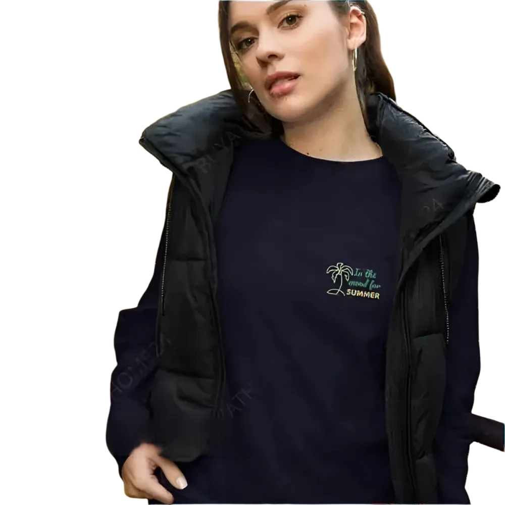 Damen Rundhals Sweatshirt von BUYATHOME24, bestickt, in Navy, aus 100% Baumwolle, langärmlig, verfügbar in XS bis 2XL