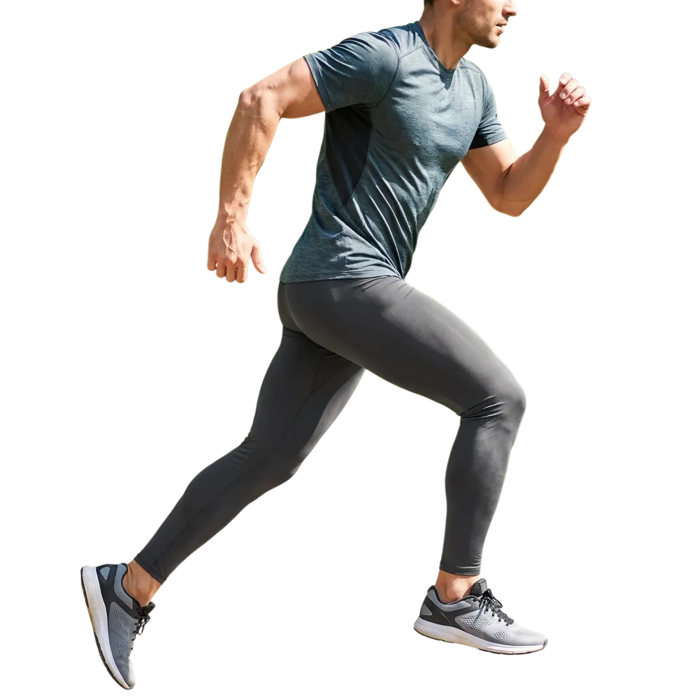Atmungsaktive Herren Sportleggings von BUYATHOME24 in verschiedenen Größen, eng anliegend und ideal für Fitness und Sport.