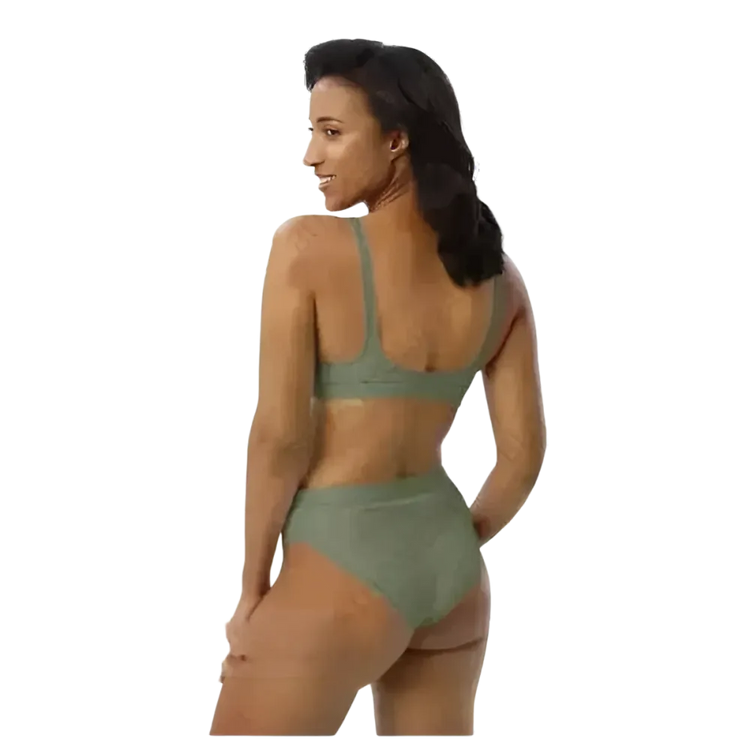 Grauer Damen Bikini mit hohem Bund, schnelltrocknend und bedruckbar, in XS bis 3XL, von BUYATHOME24, Badebekleidung für Damen.