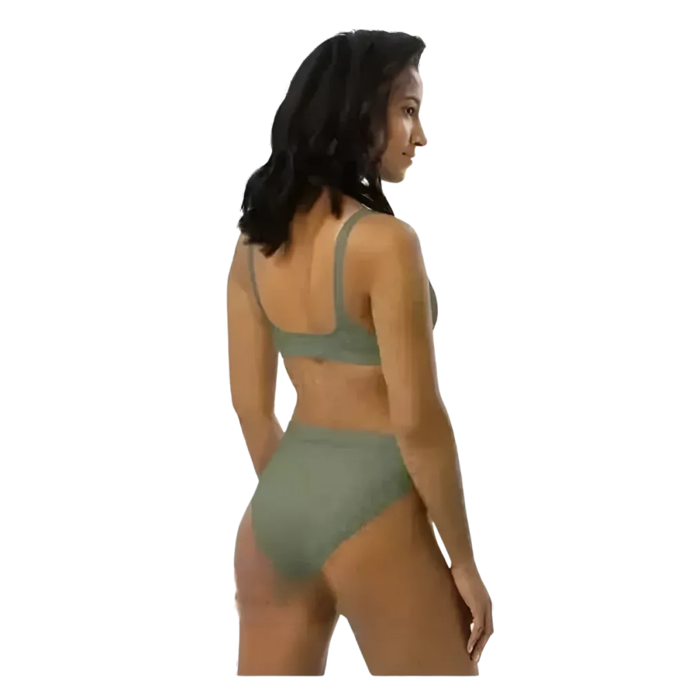Grauer Damen Bikini mit hohem Bund und schnelltrocknendem Stoff, bedruckbar, in XS bis 3XL, von BUYATHOME24.