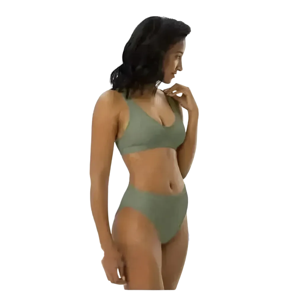 Grauer Damen Bikini mit hohem Bund, schnelltrocknend und bedruckbar, in XS bis 3XL, von BUYATHOME24, Badebekleidung für Damen