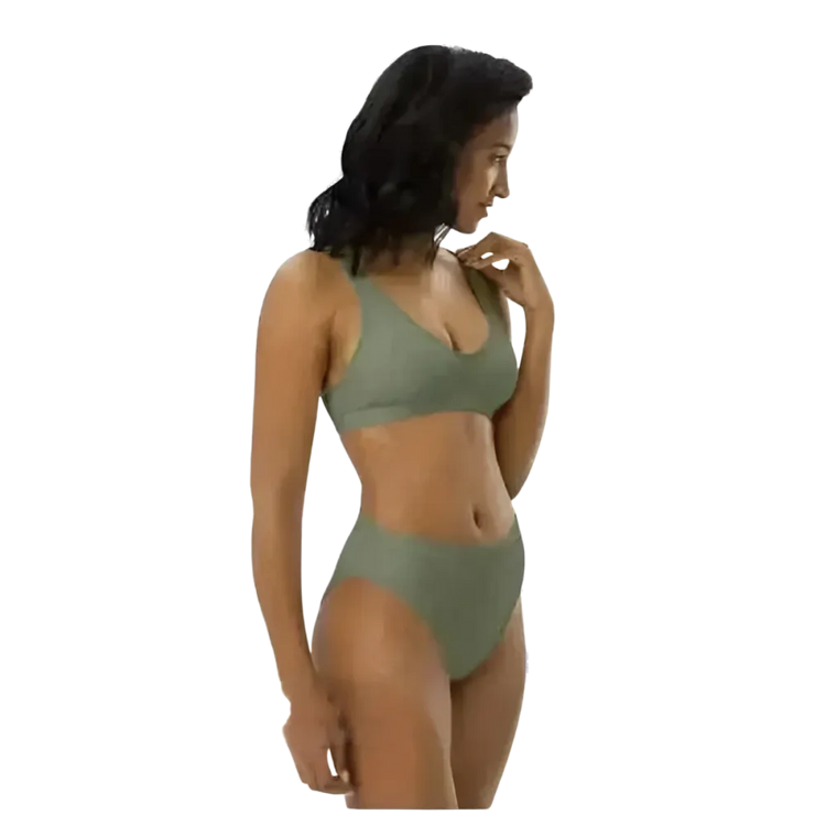 Grauer Damen Bikini mit hohem Bund, schnelltrocknend und bedruckbar, in XS bis 3XL, von BUYATHOME24, Badebekleidung für Damen