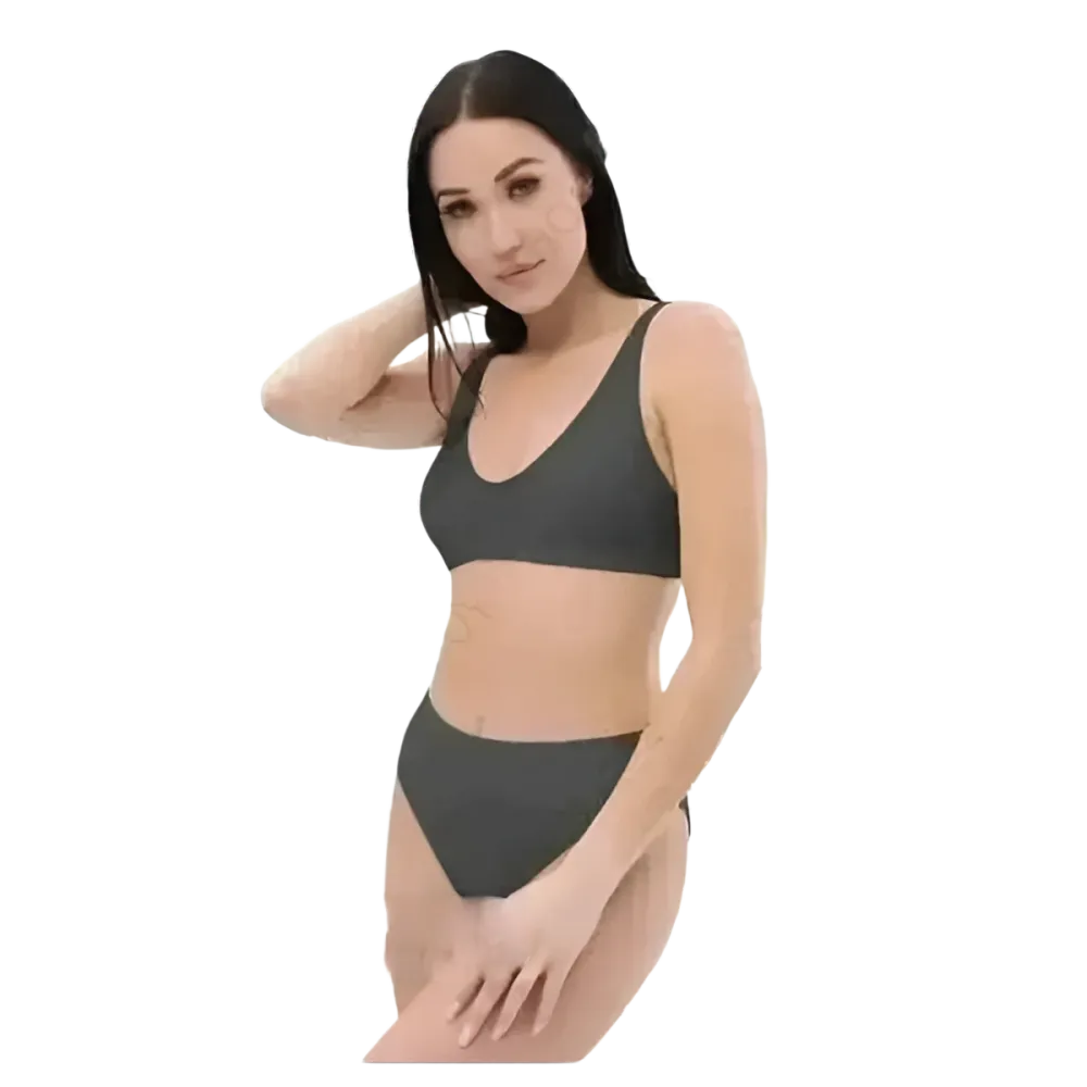 Grauer Damen Bikini Zweiteiler von BUYATHOME24, schnelltrocknend, in XS bis 3XL, mit personalisierbarem Design.