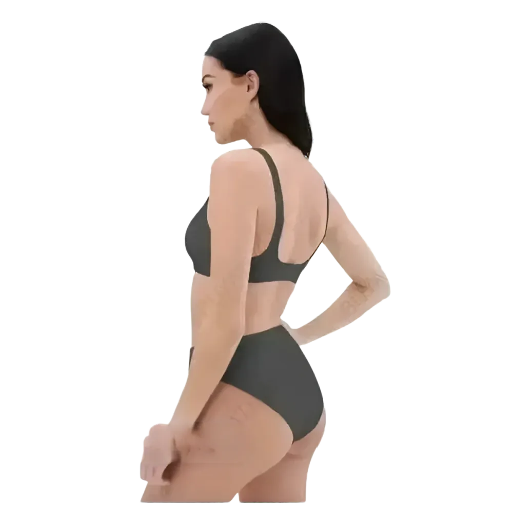 Grauer Damen Bikini Zweiteiler von BUYATHOME24, schnelltrocknend, in den Größen XS bis 3XL, mit personalisierbarer Passform.