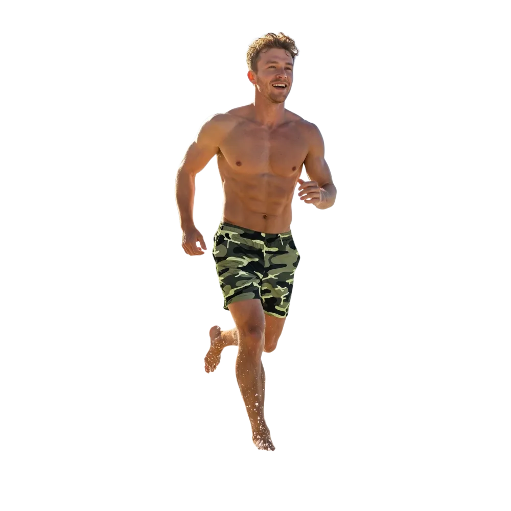 Grüne Camouflage Herren Badehose mit UV-Schutz 50+, Stretch, für 2XS-6XL, bequemes Schwimmhose von BUYATHOME24