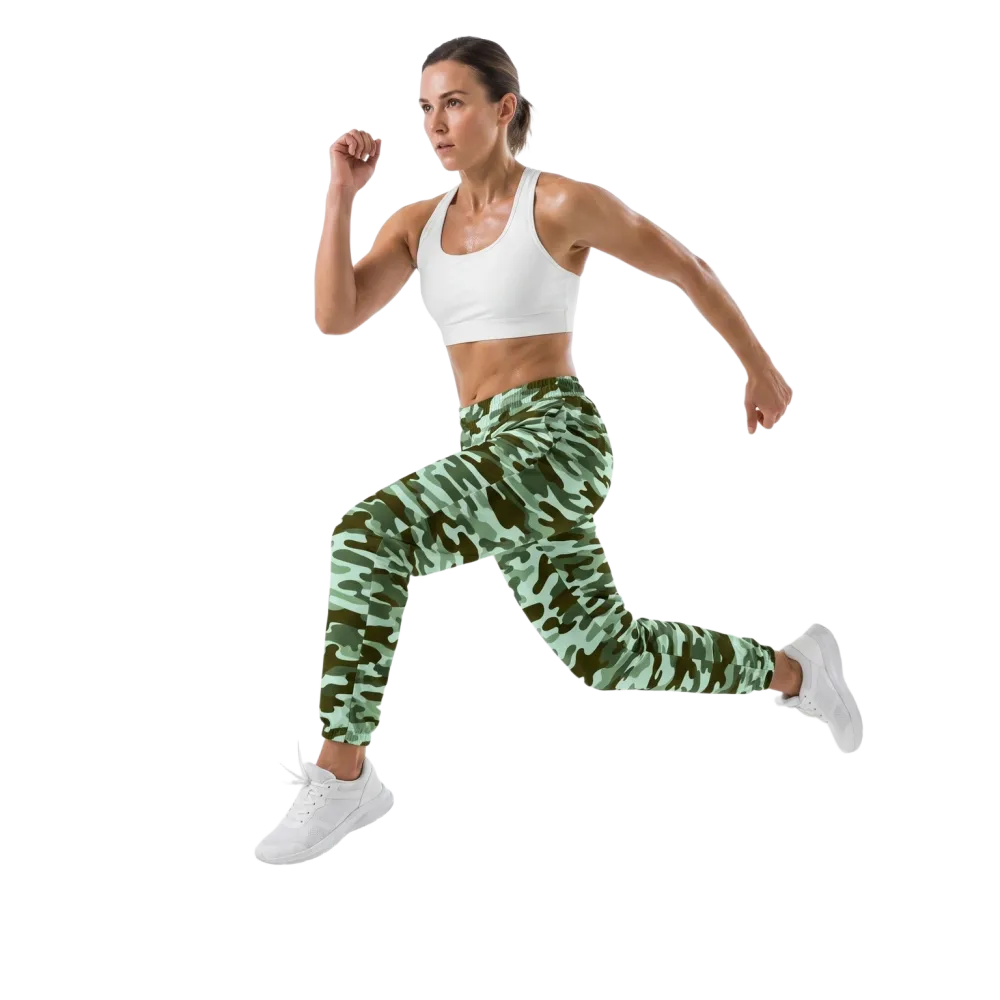 Unisex Camouflage Trainingshose in Grün, wasserabweisend, für Sport und Freizeit, in XS bis 3XL, von BUYATHOME24