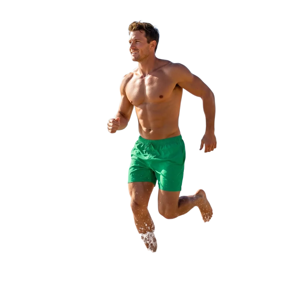 Grüne Herren Badeshorts von BUYATHOME24, wasserabweisend, stretch, UV-Schutz 50+, für Damen, 2XS-6XL