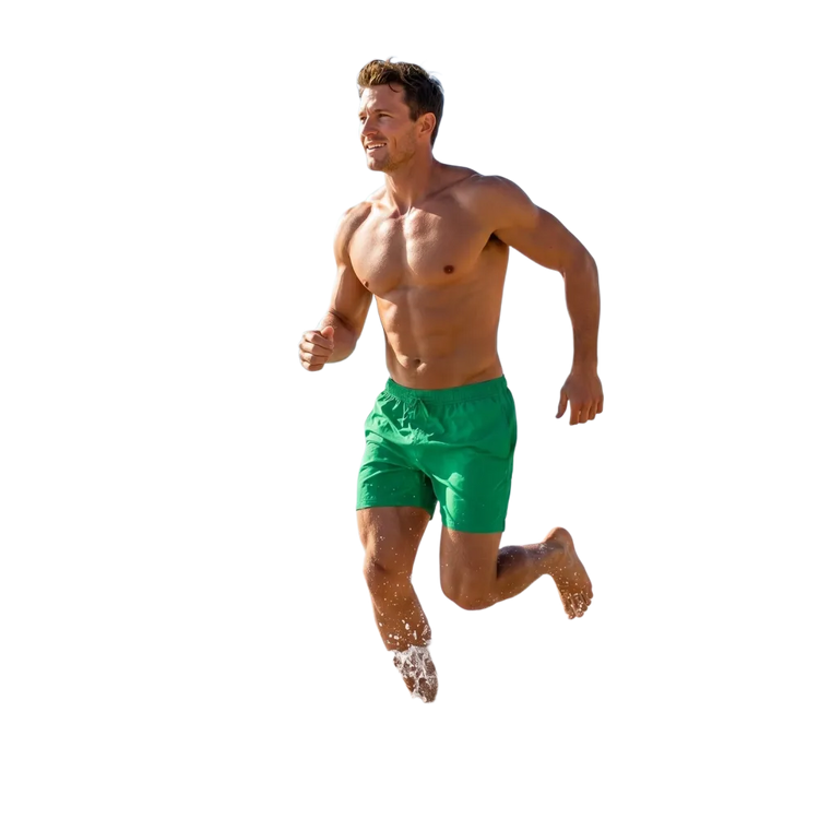 Grüne Herren Badeshorts von BUYATHOME24, wasserabweisend, stretch, UV-Schutz 50+, für Damen, 2XS-6XL