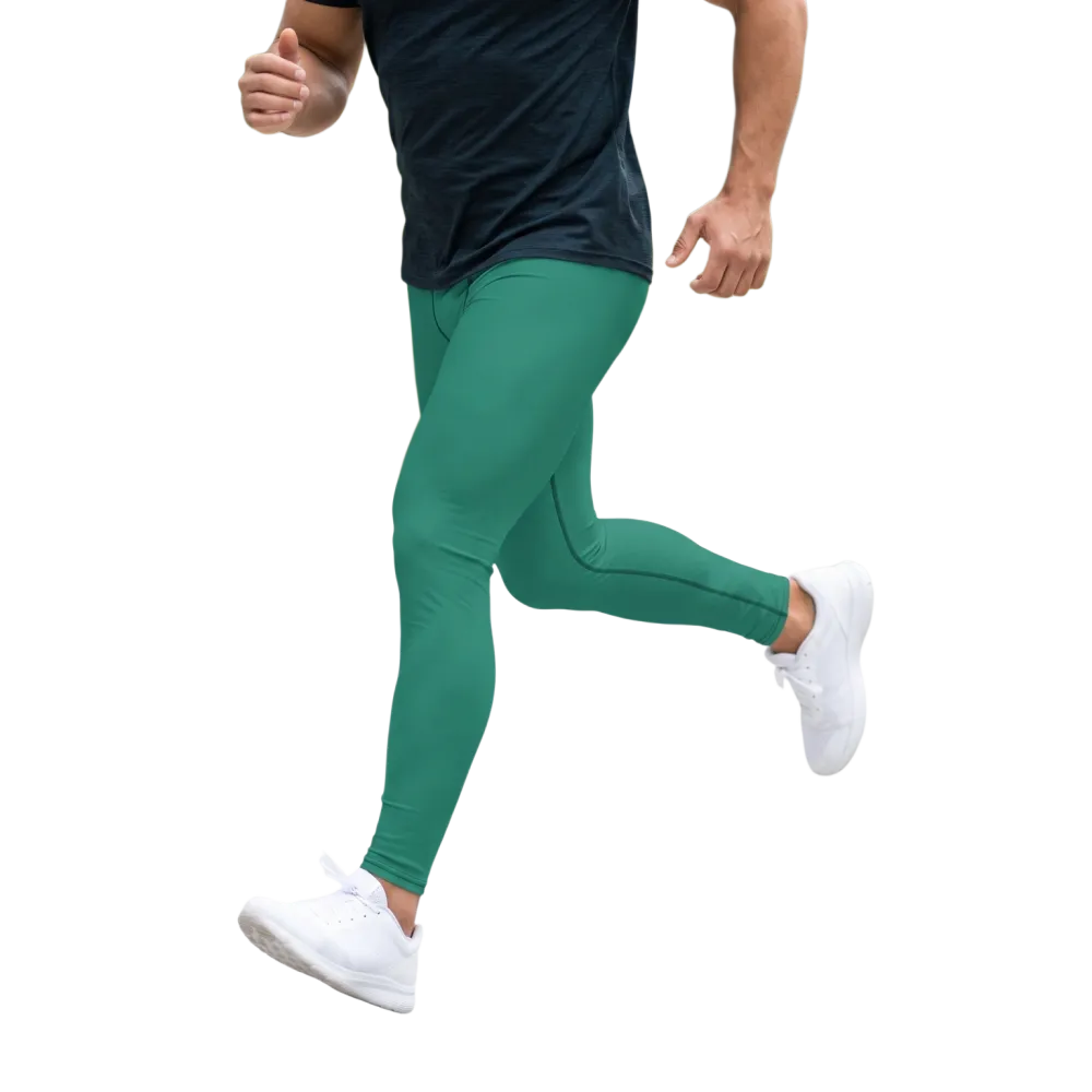 Grüne Herren Sport Leggings mit Allover-Print von BUYATHOME24, atmungsaktiv und mit Vier-Wege-Stretch, in XS bis 3XL