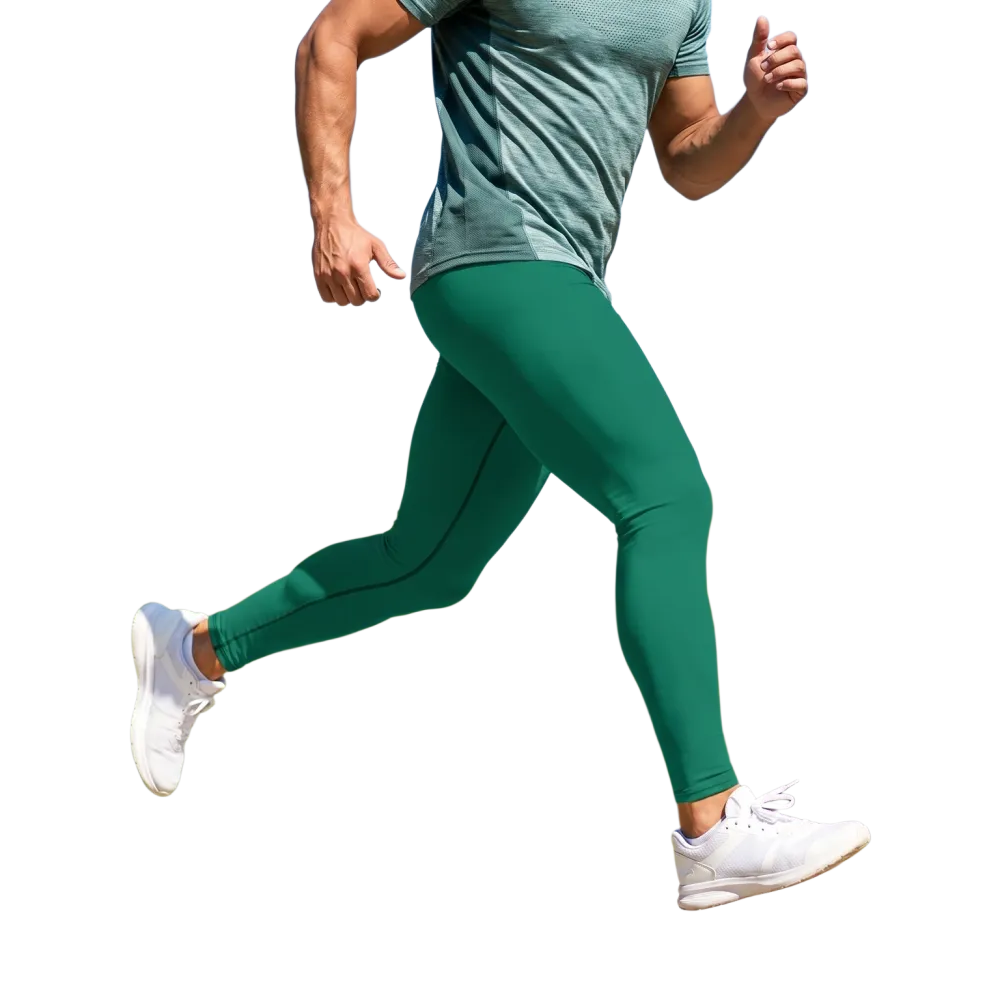 Grüne Herren Sportleggings mit Allover-Print, mit Vier-Wege-Stretch, personalisierbar, in XS bis 3XL, von BUYATHOME24