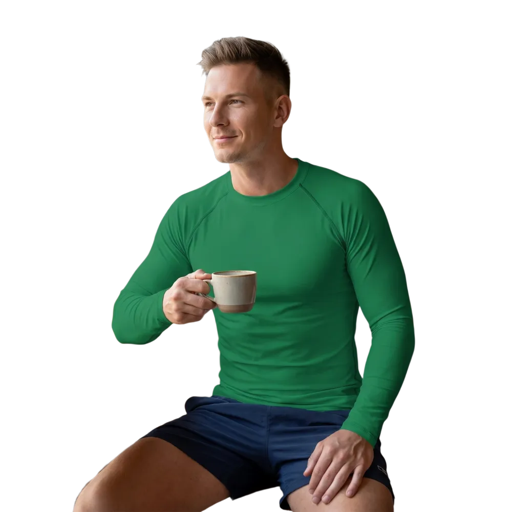Unisex grünes Sportshirt mit Langarm, UV-Schutz, Herren XS-3XL, bequemes Freizeitshirt von BUYATHOME24