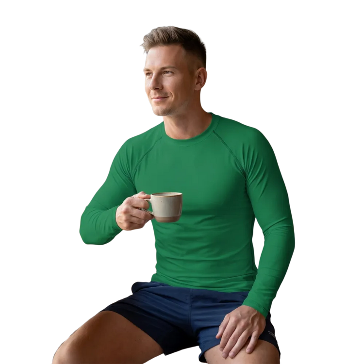 Unisex grünes Sportshirt mit Langarm, UV-Schutz, Herren XS-3XL, bequemes Freizeitshirt von BUYATHOME24