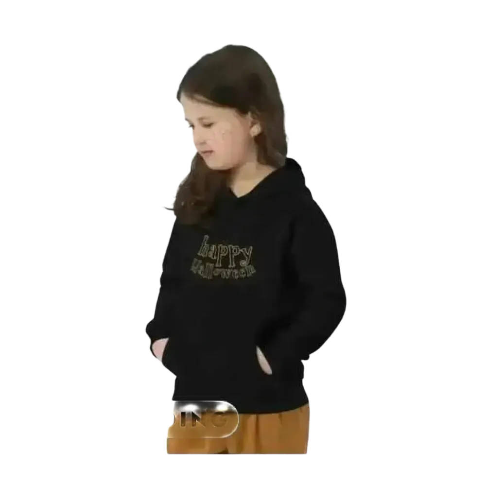 Doppel-lagiger Halloween-Hoodie für Kinder, Mädchen, Baumwolle, unisex, 4-12 Jahre, mit Halloween-Grafik.
