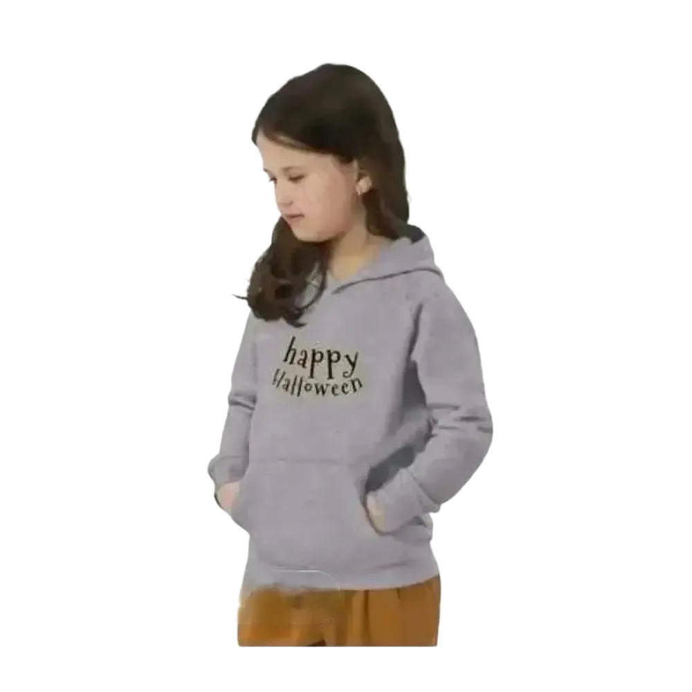 Kinder Hoodie aus Baumwolle mit Halloween-Grafik, unisex Kapuzenpullover für Mädchen und Jungen, 4-12 Jahre, doppellagig