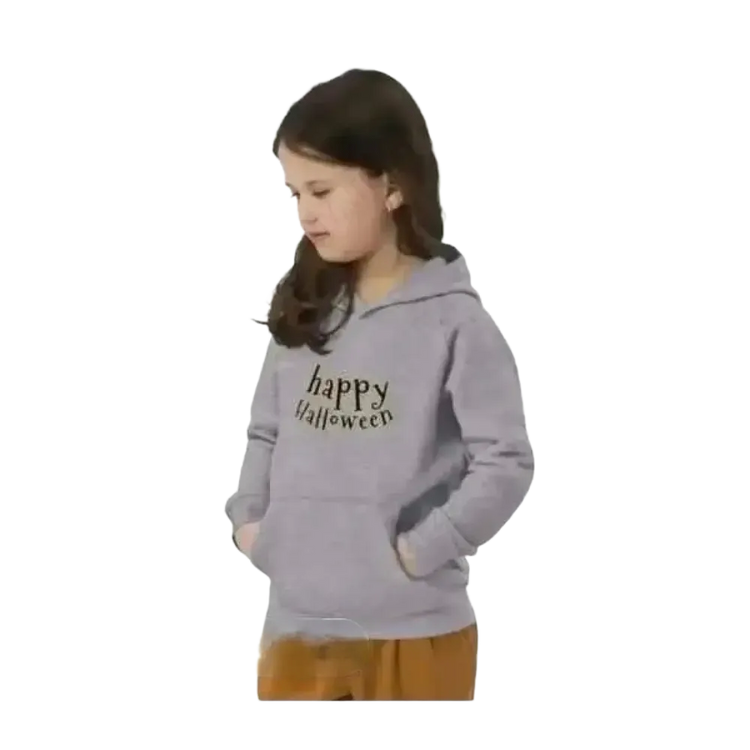 Kinder Hoodie aus Baumwolle mit Halloween-Grafik, unisex Kapuzenpullover für Mädchen und Jungen, 4-12 Jahre, doppellagig