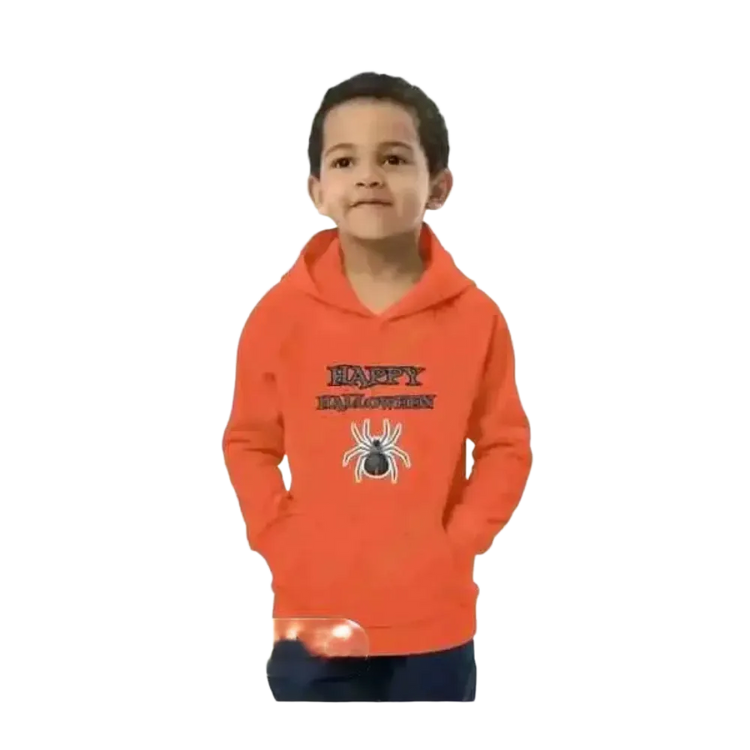 Kinder-Hoodie aus Baumwolle mit Spinnenmotiv, unisex Halloween Kapuzenpullover für Jungen, 4-12 Jahre