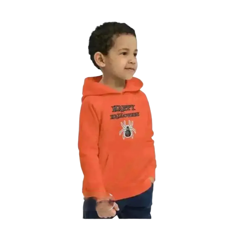Kinder-Hoodie aus Baumwolle mit Spinnen-Motiv, unisex Halloween Kapuzenpullover für Kinder von 4 bis 12 Jahren