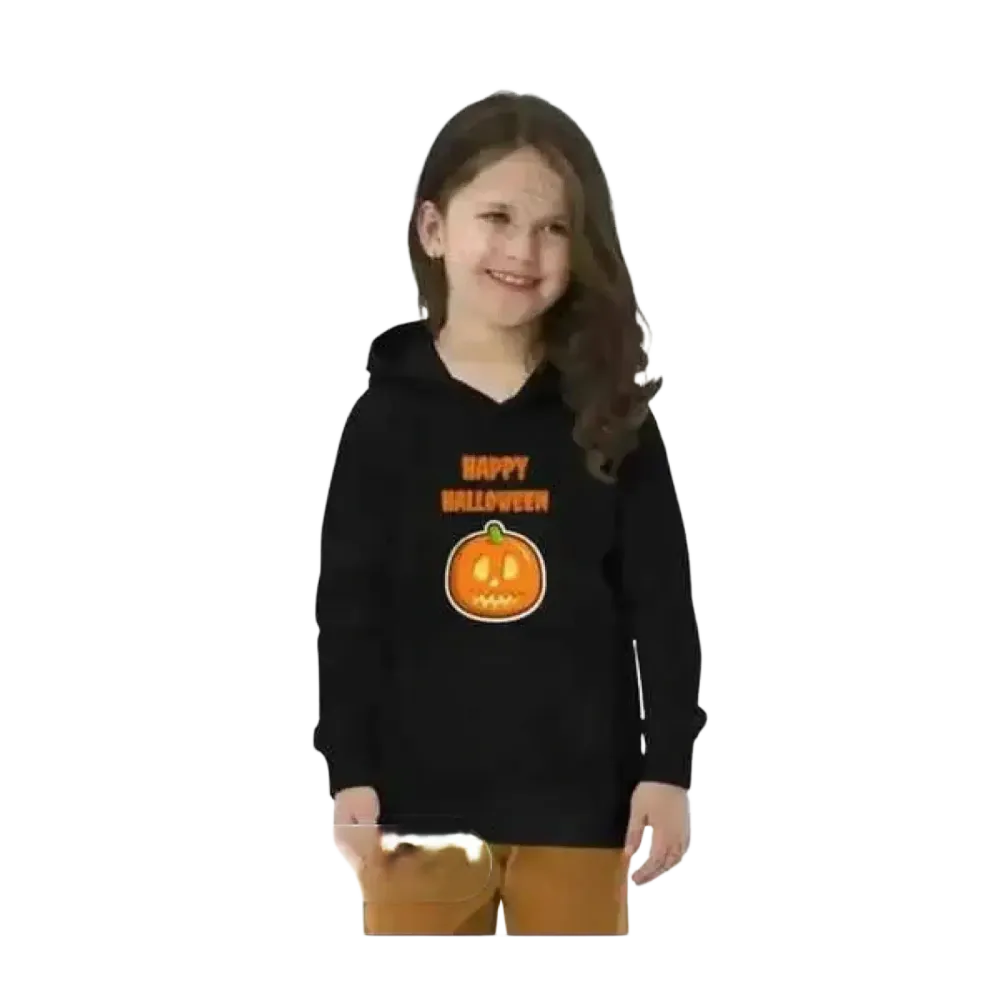 Schwarzer Kinder-Hoodie aus Baumwolle, unisex Halloween Kapuzenpullover für Mädchen und Jungen 4-12 Jahre, mit Grafik.