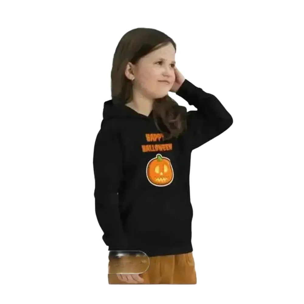Unisex Halloween Kapuzenpullover für Kinder aus Baumwolle, grauer Hoodie mit lustigem Halloween-Design für 4-12 Jahre