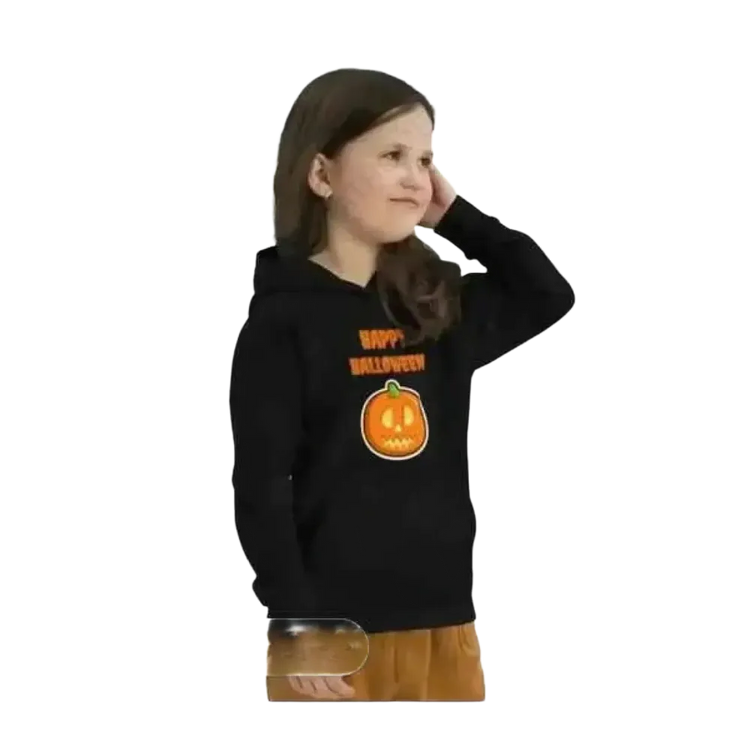 Unisex Halloween Kapuzenpullover für Kinder aus Baumwolle, grauer Hoodie mit lustigem Halloween-Design für 4-12 Jahre
