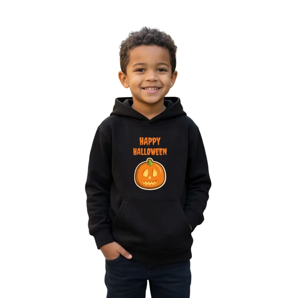 Grauer Halloween Kapuzenpullover für Kinder von 4-12 Jahren, Unisex Hoodie mit personalisiertem Halloween-Grafik, bequemer Kinderpullover