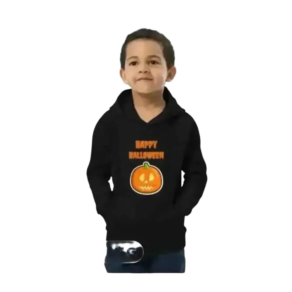 Kinder-Hoodie aus Baumwolle von BUYATHOME24, personalisierbar, unisex Halloween Kapuzenpullover für Kinder 4-12 Jahre.