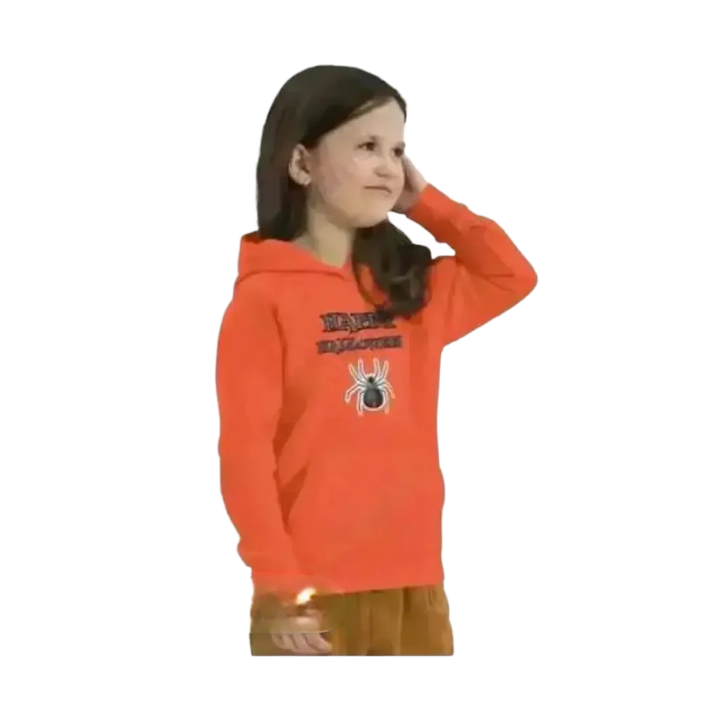 Kinder Hoodie mit Spinnen-Motiv aus Baumwolle, unisex Halloween Kapuzenpullover für Mädchen und Jungen 4-12 Jahre.