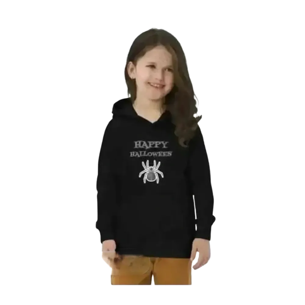 Mädchen-Hoodie aus Baumwolle mit Spinnen-Motiv, unisex Kinder Hoodie für 4-12 Jahre, bequemer Halloween Kapuzenpullover.
